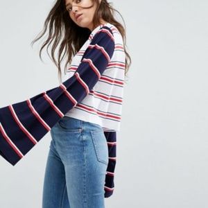 Long Sleeve Striped Top with Bell Sleeves